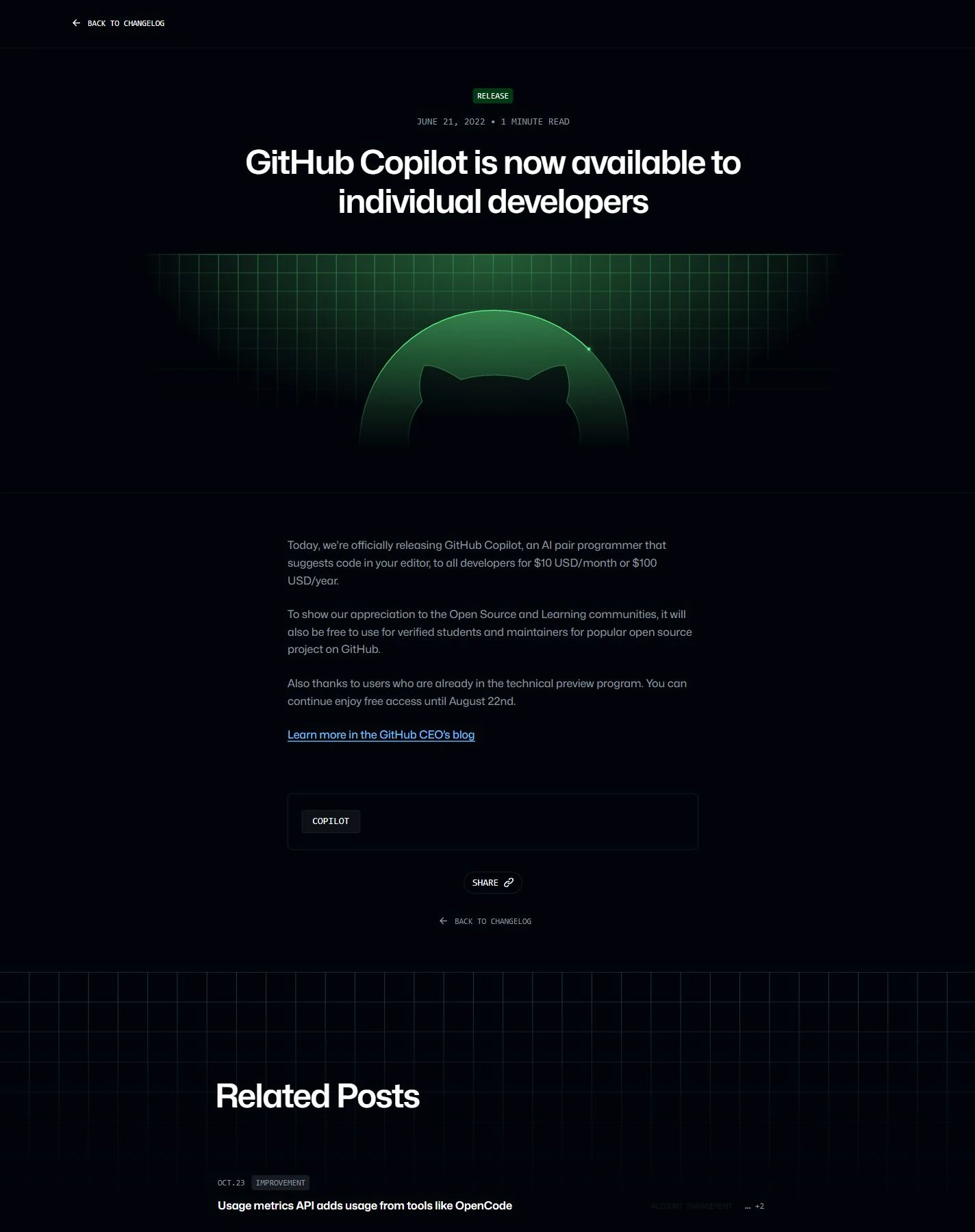 GitHub Copilot available — public page excerpt